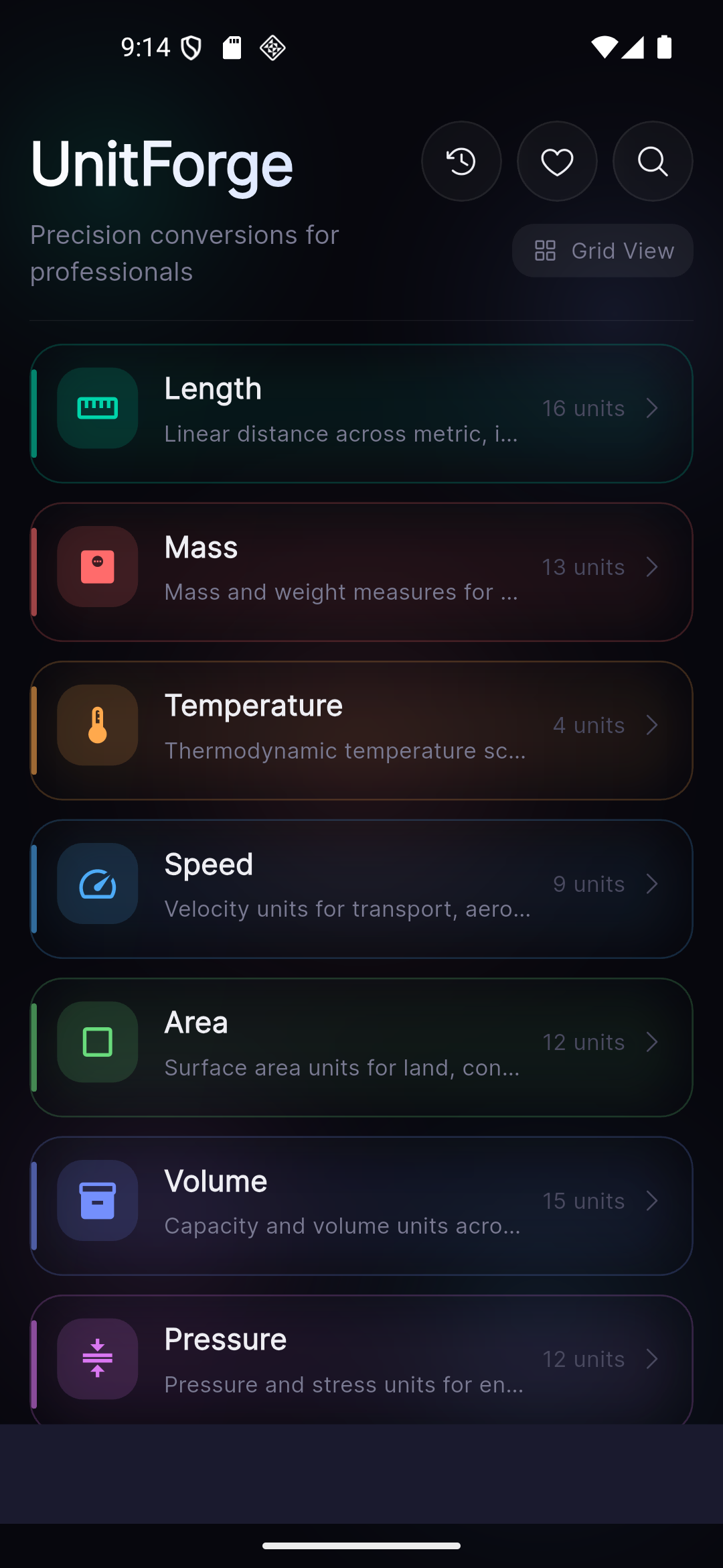 Saved Favorites Dashboard